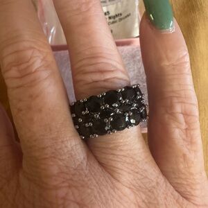 Bomb Party OG Ring Starry Summer Nights Black Onyx Cubic Zirconia on‎ Hematite 6